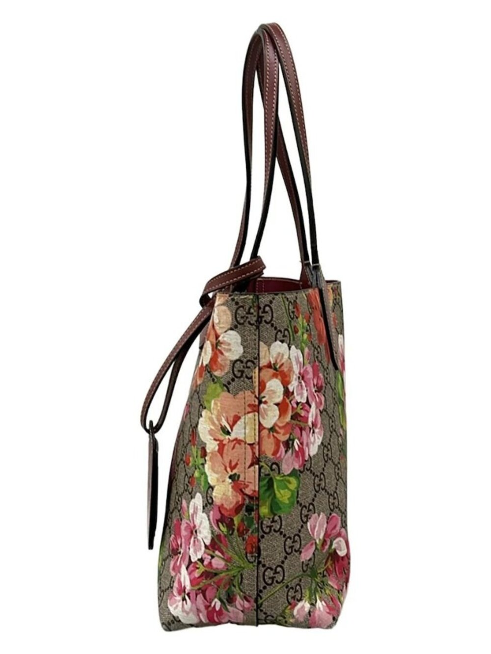 GUCCI GG Blooms 372613 Gray Bordeaux Multi PVC Leather - Tote Bag - Picture 2 of 15